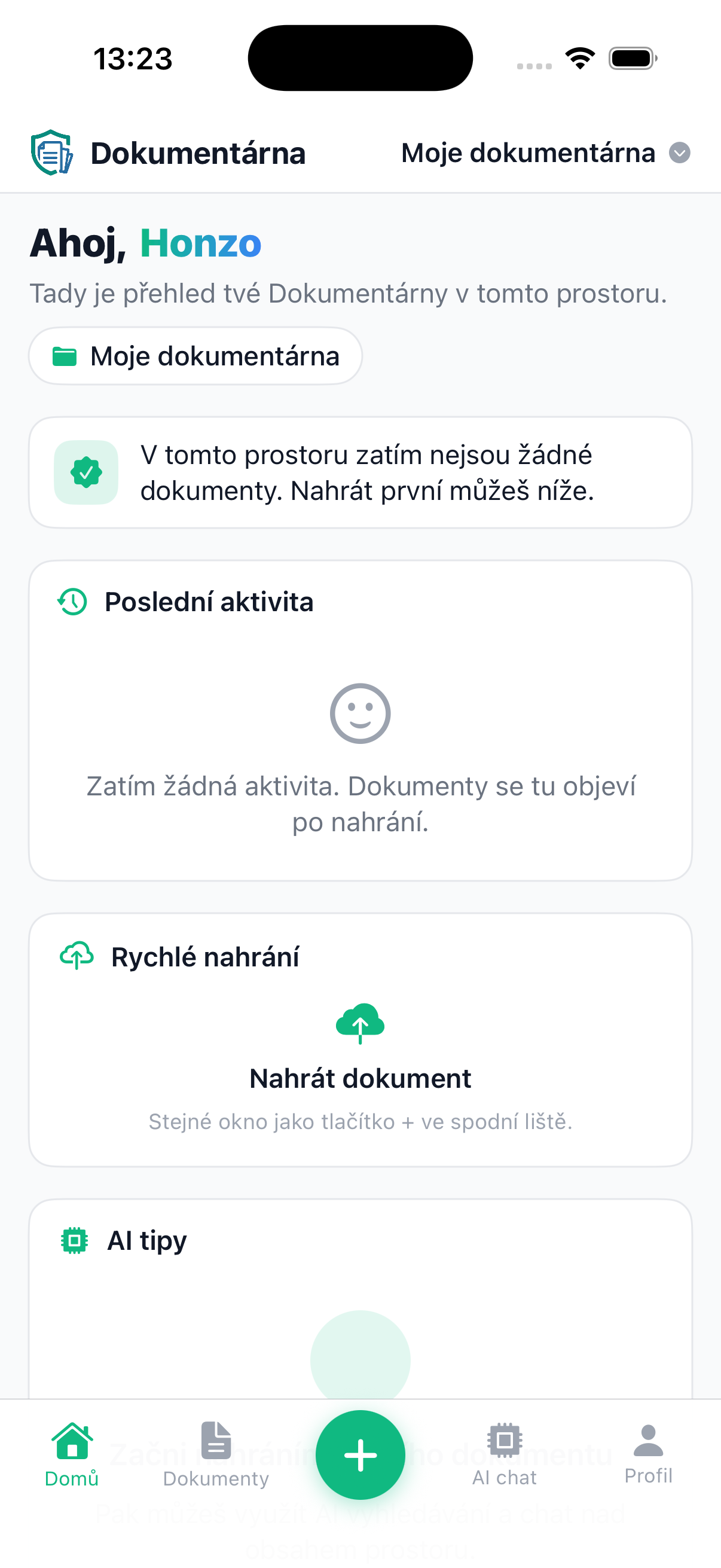 Snímka mobilnej aplikácie Dokumentárna